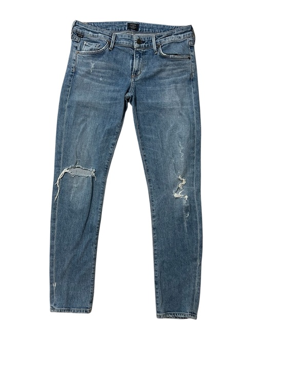 Citizens Of Humanity Denim - Citizens of Humanity Racer Low Rise Skinny Distressed Medium Wash Denim Jeans